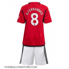 Manchester United Bruno Fernandes #8 Replik Heimtrikot Kinder 2023-24 Kurzarm (+ Kurze Hosen)